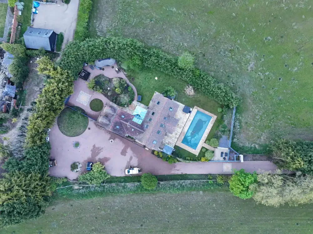 Drone view of freshly cleaned home in Bedford